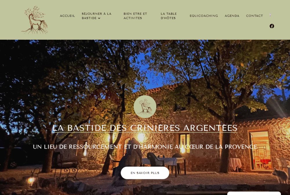 Site web de la Bastide des Crinières Argentées à Mons
