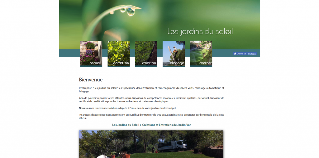 Site web des Jardins du Soleil